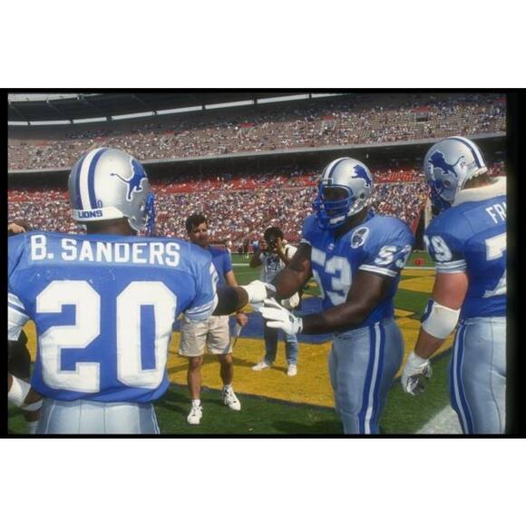 Barry SANDERS 90s Detroit Lions STARTER Reversible jersey XL blue white NFL vtg - Picture 16 of 16